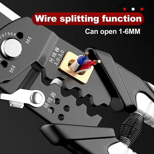 Multifunctional Automatic Wire Pliers Chromium Vanadium Steel For Electrician Cable Crimping Cutting Tool Black 215mm