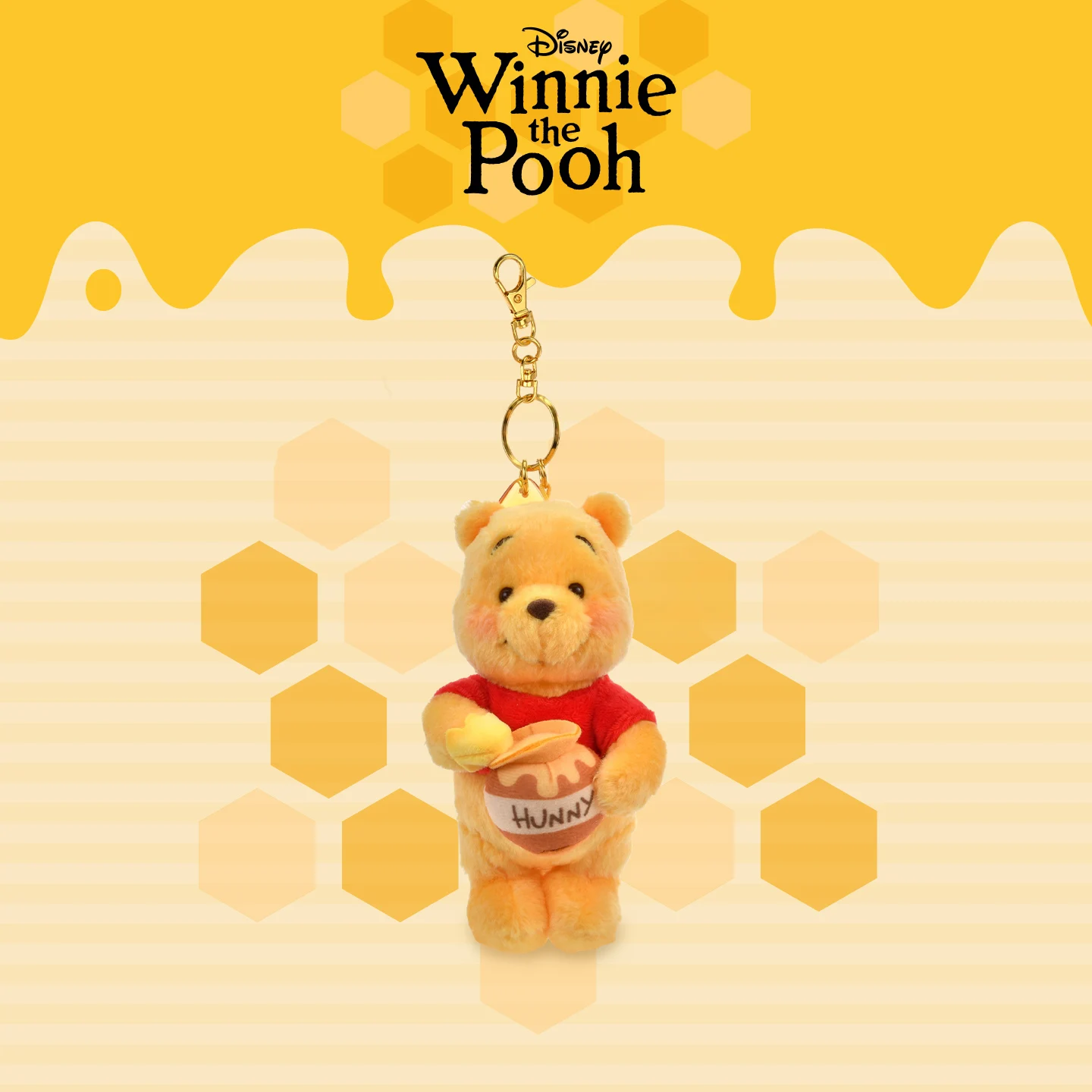 Disney 100 Acre Wood Honey Day Winnie the Pooh & Friends Plush Keychain -Soft Stuffed Animal Keyring,Cute Collectible Gift