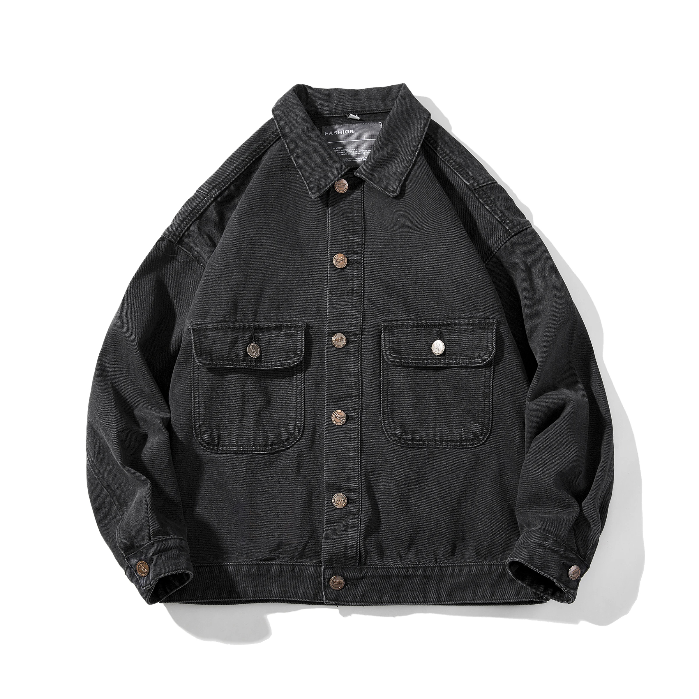 

men's denim casual loose button thin men's fashion brand big pocket denim truck jacket New retro trend versatile