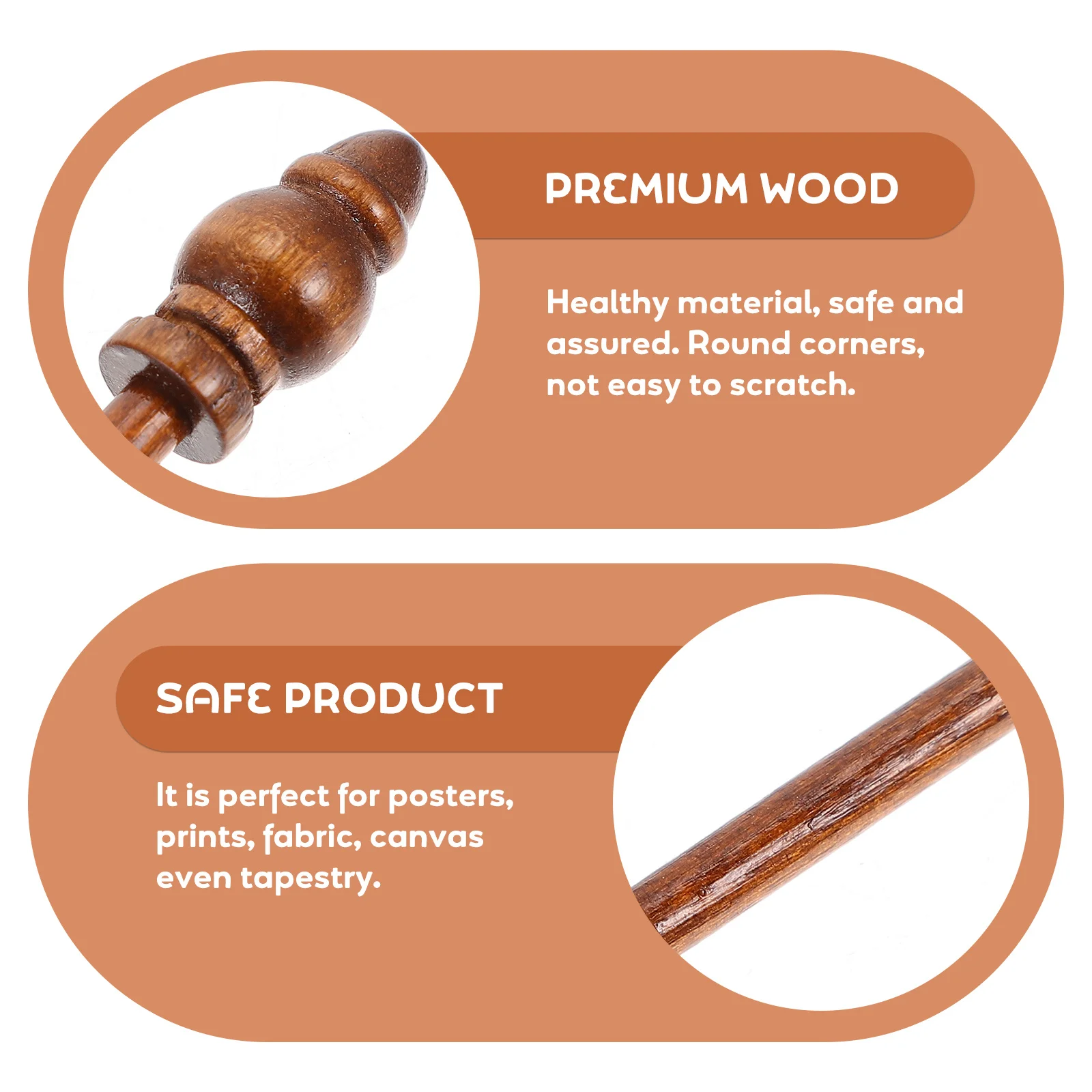 

2Pcs Wooden Hanging Scrolls Premium Wood Poster Hanger with Smooth Surface Damage-Free Changeable Design for Canvas Tapestry