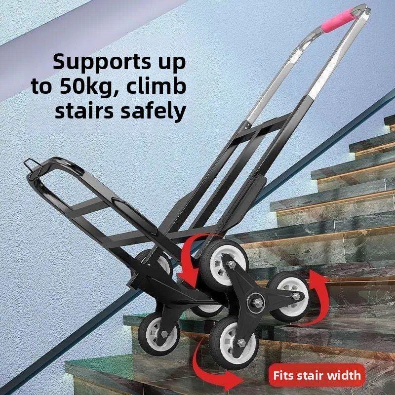 

Portable Stair Climbing Hand-Pulled Cargo Cart Stackable Heavy Duty Household Tractor Iron Material Retractable Handle