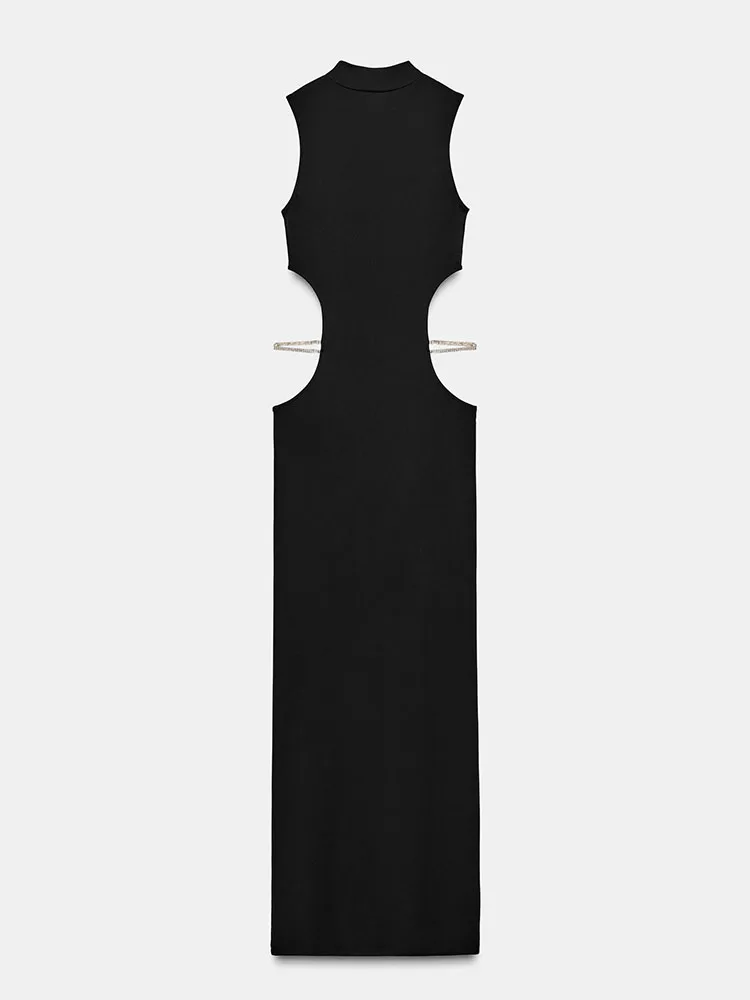 ชุดเดรสยาวเอวสูงประดับเพชรแบบเปิดไหล่ ดีไซน์ทันสมัยสำหรับผู้หญิง คอลเลคชั่นใหม่ ฤดูหนาว 2025