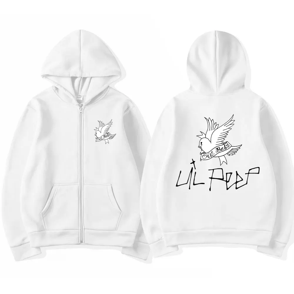 Lil Peep Cry Baby Logo Print Zipper Hoodie Men Women Oversized Loose Zip Up Fashion Hoodies Vintage Fleece Pullover Coats Jacket