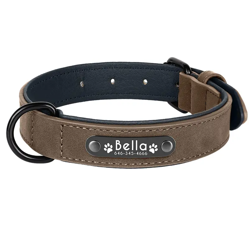Dog Collars Personalized Custom Leather Dog Collar Name ID Tags For Small Medium Large Dogs Pitbull Bulldog Beagle Correa Perro - Image 7