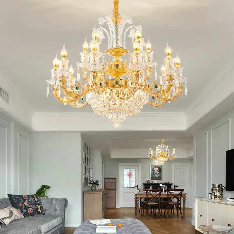 

Contemporary Luxury Crystal Pendent Lamp European Living Room Restaurant Bedroom Villa Hotel Duplex Staircase Chandelier