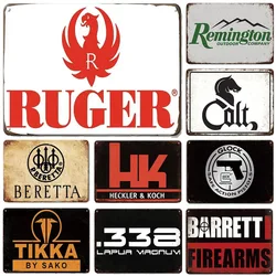 Metal Tin Signs Ruger Beretta Wall Decoration Plaque Vintage Art Poster Iron Painting for Man Cave Home Cafe Garden Club Bar