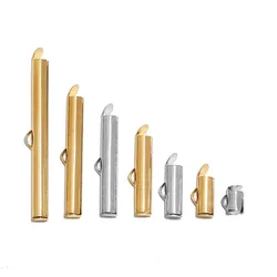 20pcs 9 Size Stainless Steel Slide On End Clasp Tubes Slider End Caps Crimp End Tube for Round Seed Beads Inner 3mm