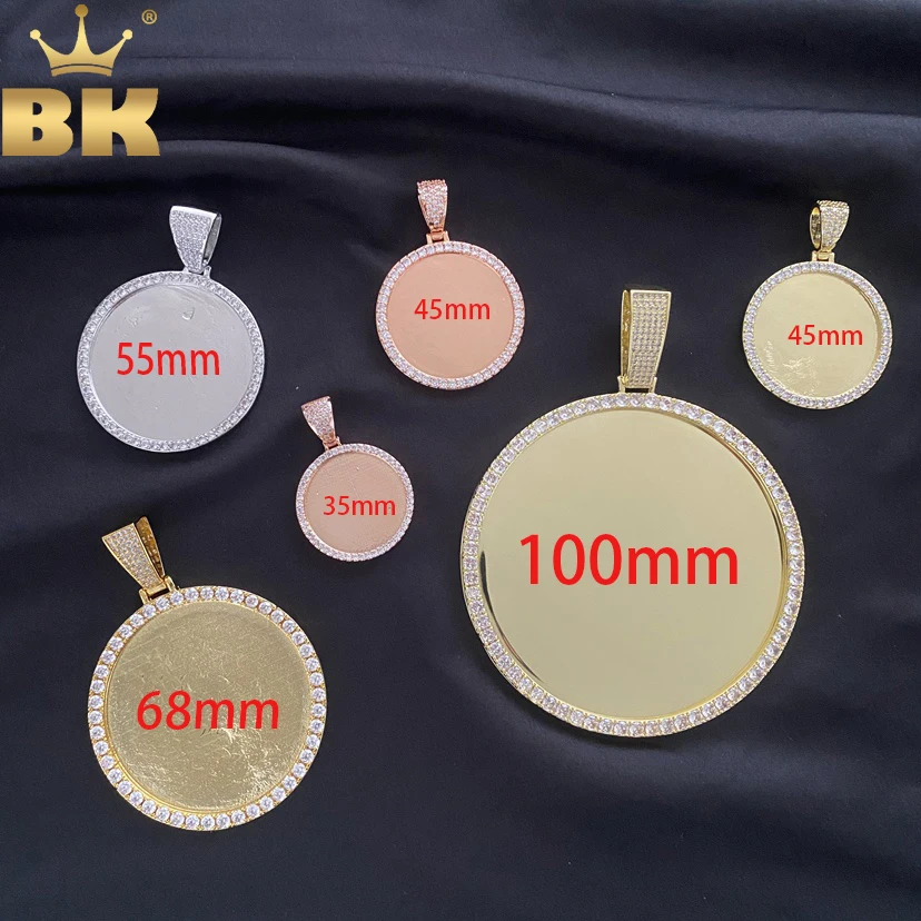 TBTK 100mm Diameter Large Round Medallion Custom Photo Pendant Necklace Engrave Name Iced Out CZ Hiphop Jewelry Memory Gift