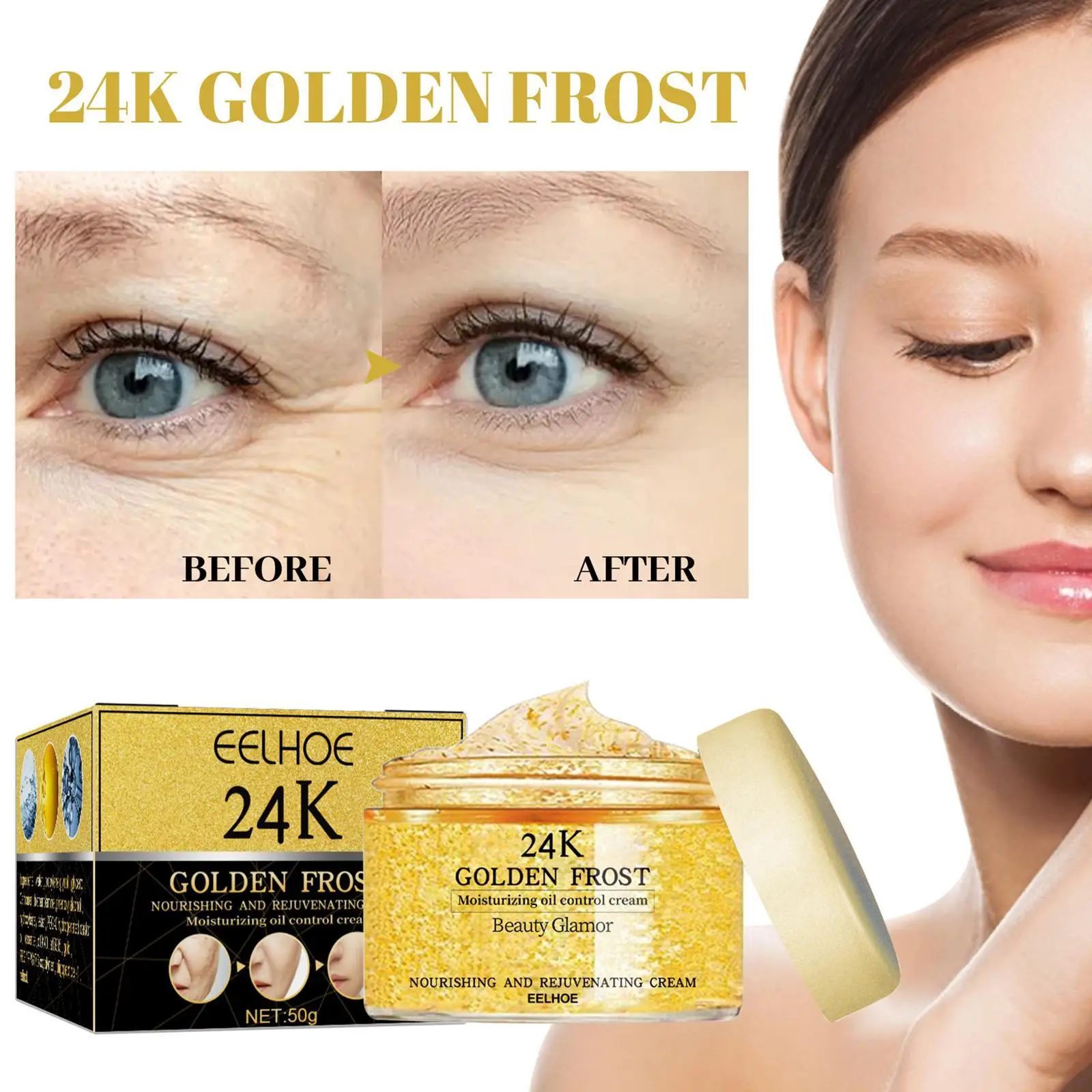 

24k Golden Frost Cream Moisturizing Oil Control Cream Nourishing Rejuvenating Anti-aging Oil Control Face Cream 20/30/50g