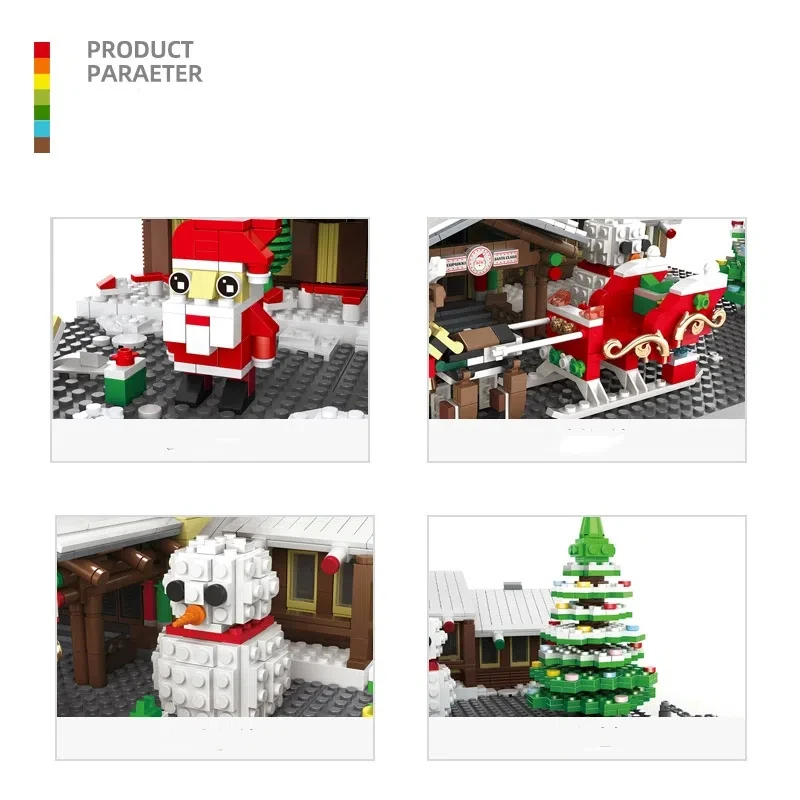 Kit de bloques de construcción de oficina de Papá Noel creativo, 2180 Uds., casa Modular MOC, juegos de ladrillos, regalos de Navidad para adultos y niños, Juguetes DIY