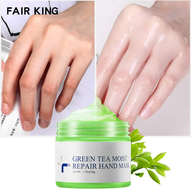 Green Tea Lock Water Repair Hand Mask Nourish Moisturizing Whitening Exfoliating Calluses Hand Film Anti-aging Hand Cream 50G