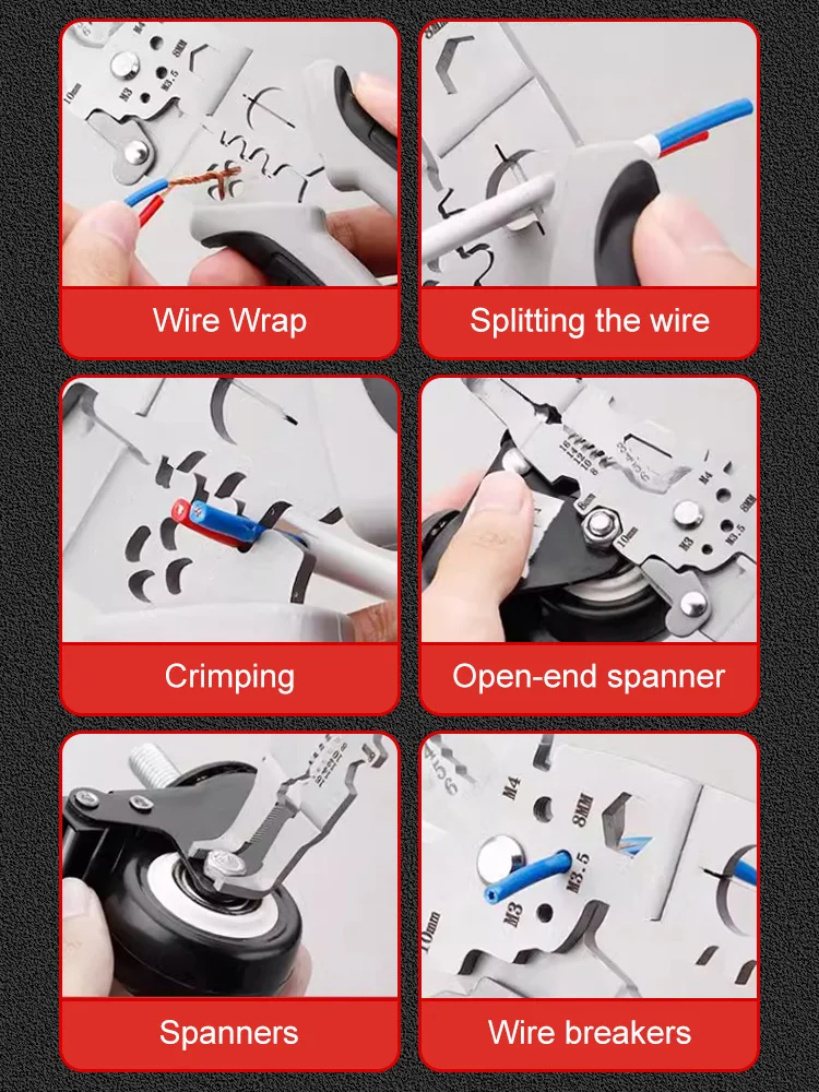 Crimper Cable Cutter Adjustable Automatic Wire Stripper Multifunctional Stripping Crimping Pliers Terminal Hand Tool