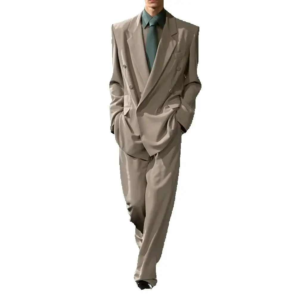 Fashion Week Runway Show Double Breasted Men Suit Two Piece(Jacket+Pants) Lapel Outfits Chic Casual Party Prom Wedding Set