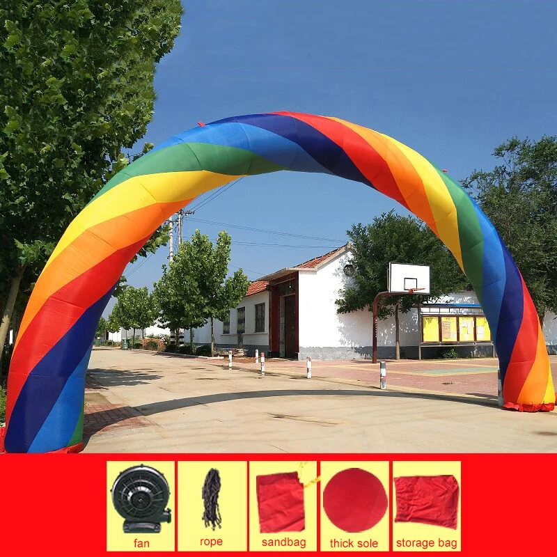 

Customizable 20ft*10ft D=6M/20ft inflatable Rainbow arch Advertising With 370W Blower