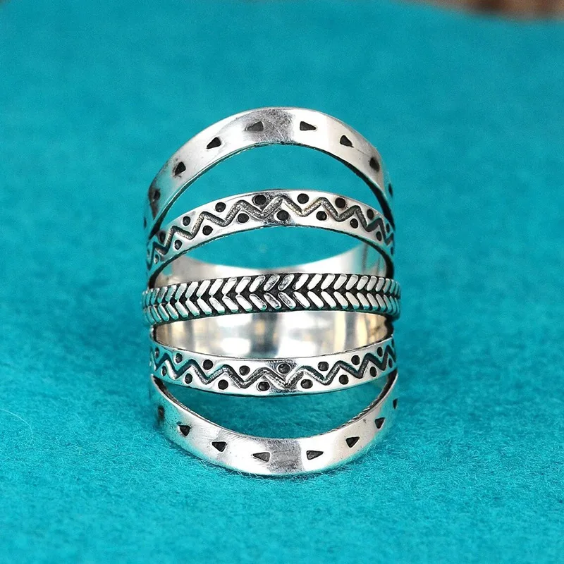 

Metal electroplated ring, women's multi-layer geometric design, vintage rings, fashionable and niche accessory