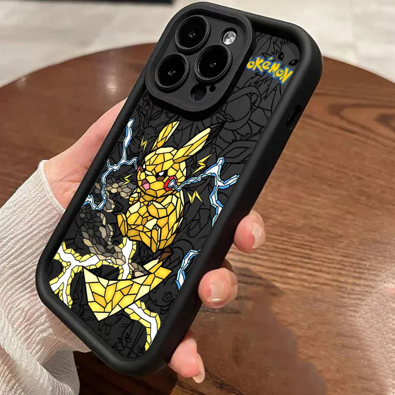 Gengar Pikachus Pokemons الكرتون غطاء من السيليكون آيفون 17 11 15 16 13 برو ماكس 14 زائد 12 برو 16E 17AIR غطاء هاتف مقاوم للصدمات #4
