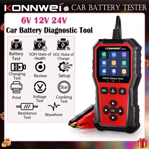 2025 KONNWEI Car Battery Diagnostic Tool 6V-12V-24V Battery Information Viewing Fault Code Clearing Car Battery Charging Scanner