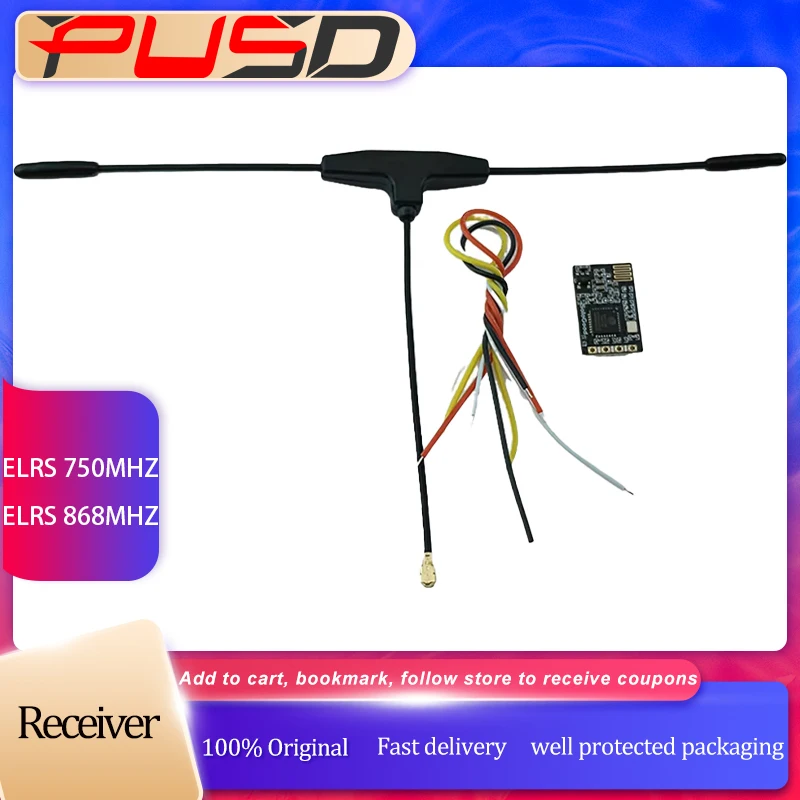 

ELRS 750MHz 868MHz Receiver With T type Antenn MCU ESP8285 50mW Telemetry Power for RC Racing Drone