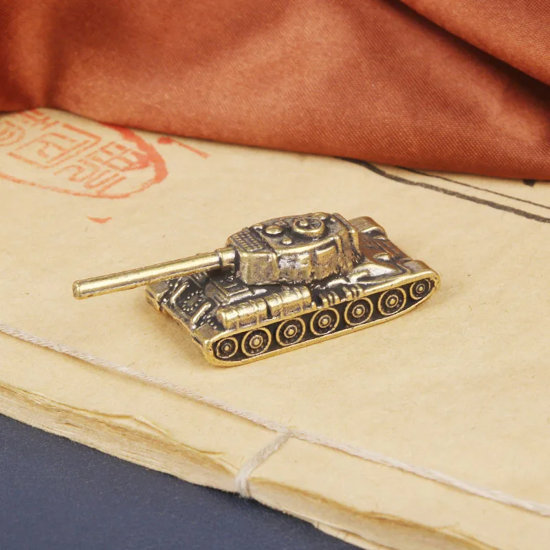 Vintage Antique Brass Tank Model Military Copper Sculpture, Miniature Home Office Decor Collectible Gift for Tank Enthusiasts