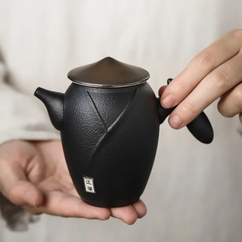 

Creative Ceramic Retro Small Size Black Porcelain Teapot with Filter Home Small Size Tea Making Single Teapot