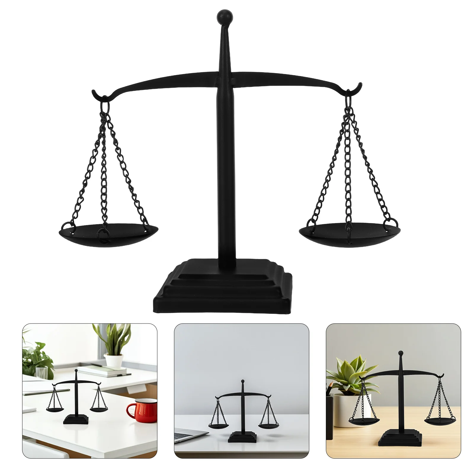 

Vintage Black Metal Iron Sculpture Balance Scale Display Tray Jewelry Organizer Office Desk Retro Home Decoration