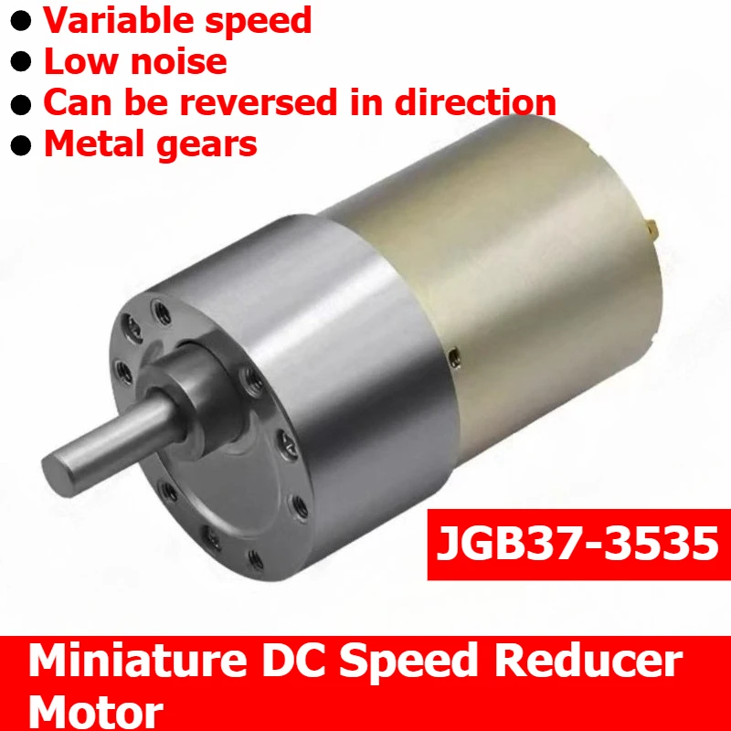 JGB37-3535 Miniature DC Motor, 12V/24V Low-speed Motor, Adjustable Speed, Forward and Reverse Rotation.