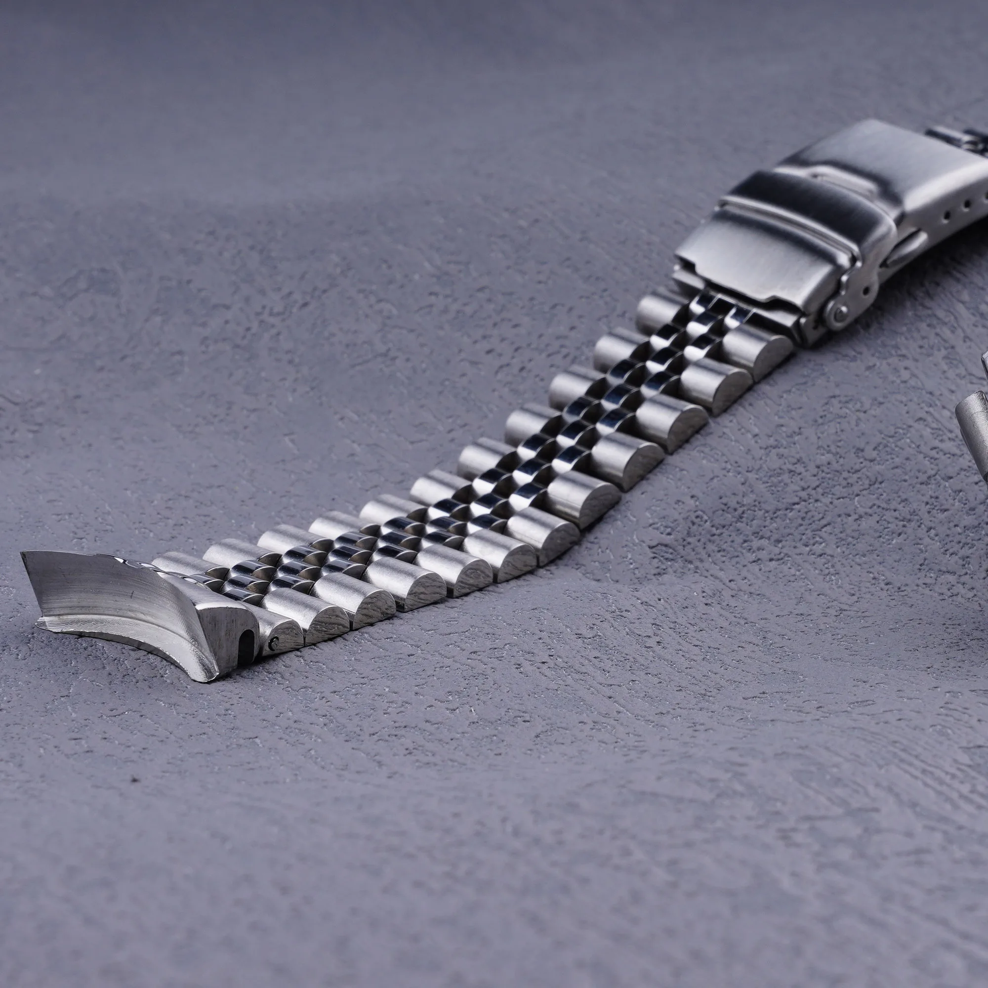 Rolamy 22mm 316L Steel Silver Jubilee Watch Band Strap Silver Bracelets Solid Curved End For MDV-106  MDV-106B