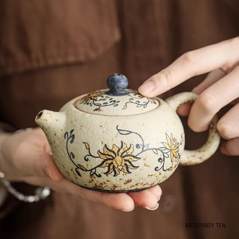 

Chinese Traditional Ceramic Teapot Ball Hole Filter Handmade Flowers Xishi Tea Pot Beauty Tea Infuser Kettle Teaware 170ml