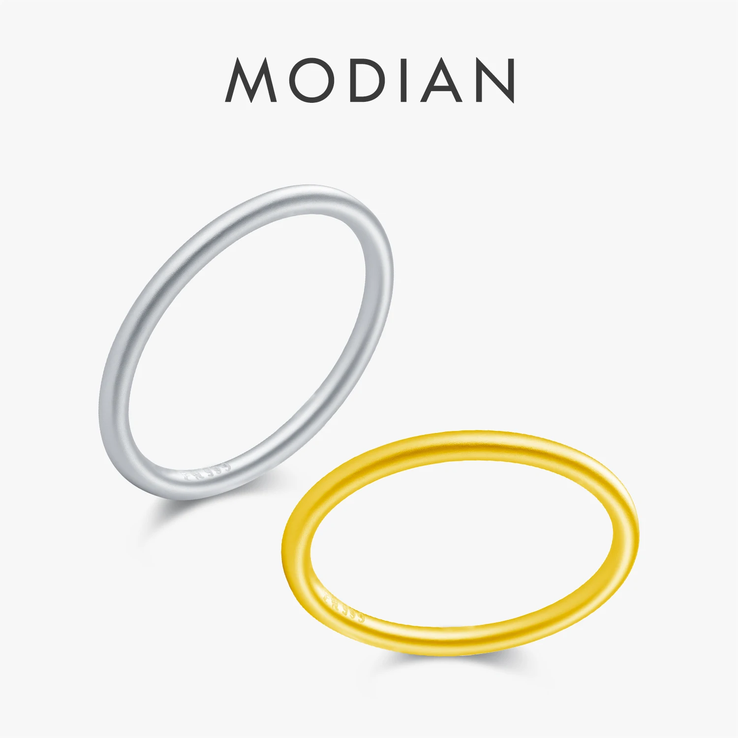 MODIAN Minimalism Trendy Sandblasting Rings 999 Pure Silver Stackable Eternity Band Rings For Women Daily Fine Jewelry Gifts