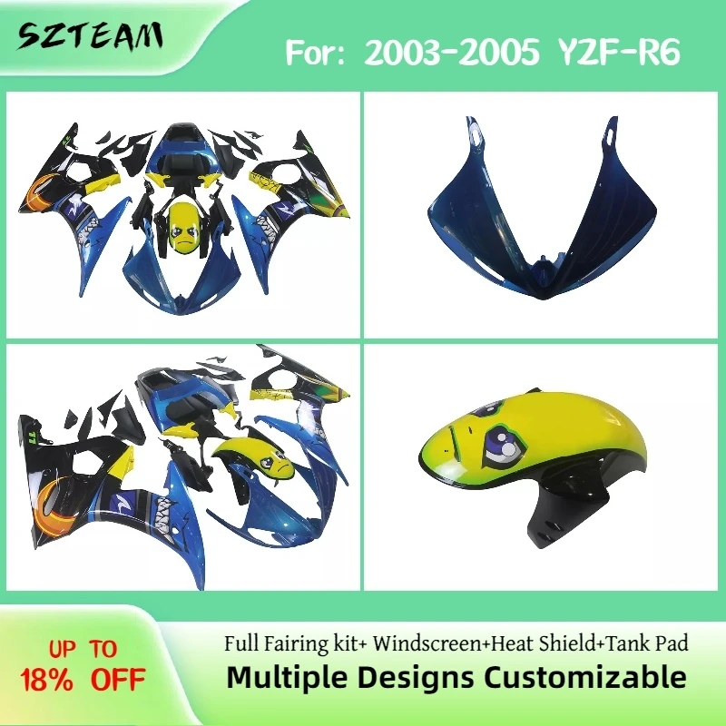 

Комплект обтекателей для мотоцикла YZF R6 2003-2005, стиль OEM, из АБС-пластика, литье под давлением, для YAMAHA YZF-R6 03 04 05