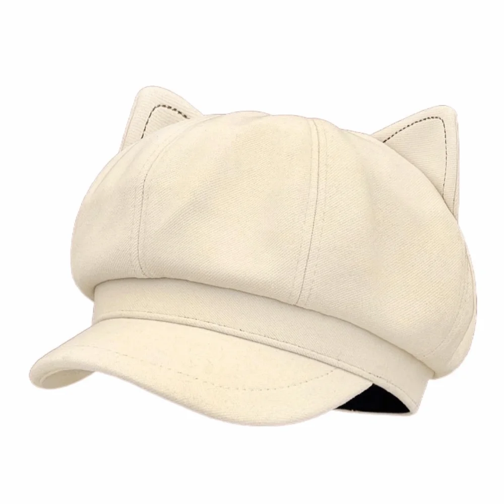 

Show Face Cat Ears Shape Cat Ears Berets Cute Design Japanese Style Y2K Hat Woolen Fabric Newsboy Hat Daily Use