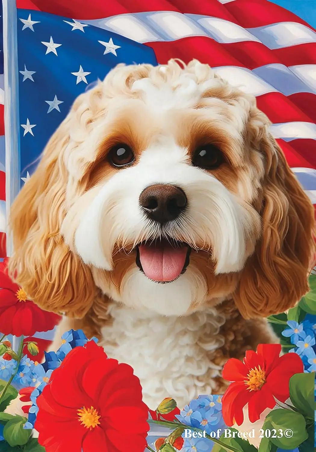 Cavapoo - Best of Breed All-American Patriotic I Garden Flags