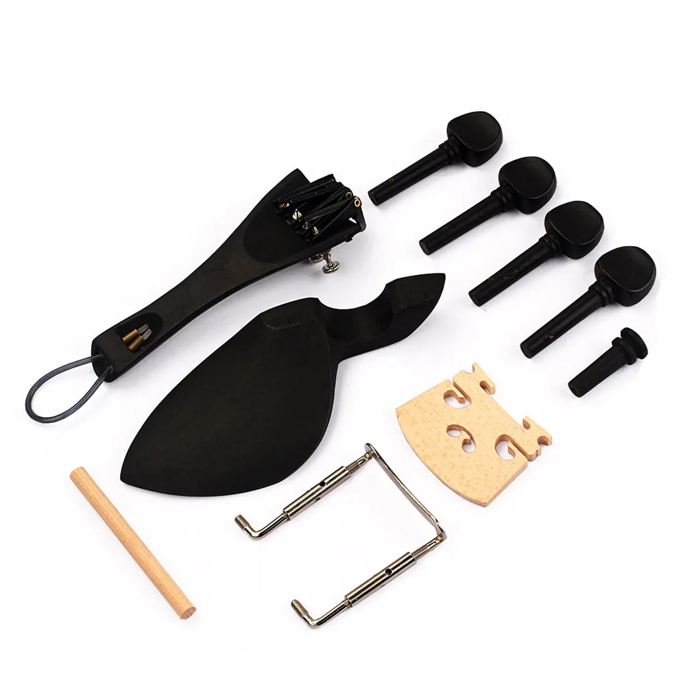 

10Pcs Violin Parts Ebony Wood 4/4 Violin Parts Accessories Bridge Chinrest Endpin Tuners Tail Guitar Musical Instruments