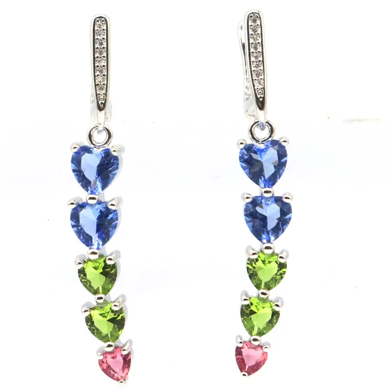 

Купите 5, получите 1 бесплатно, 45x7 мм, женские серебряные серьги с лондонским синим топазом, фиолетовым танзанитом, зеленым перидотом, розовым турмалином и фианитом