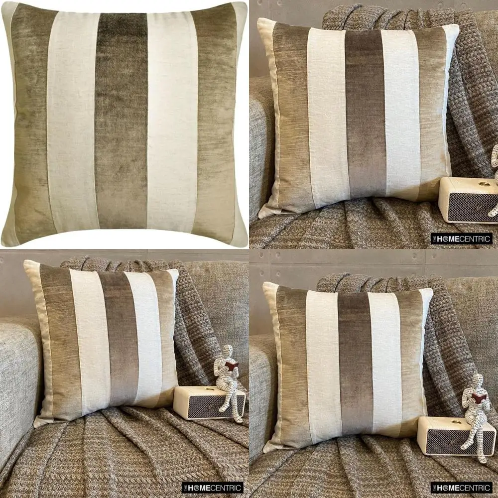 

Modern Velvet Patchwork Throw Pillow Covers 26x26 | Brown Cushion Covers for Sofa | Decorative Pillowcases for Living Room