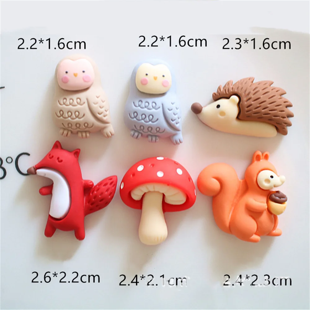 20 sztuk Cartoon zwierząt żywica śliczne wiewiórka Fox sowa jeż grzyb DIY telefon schowek na okulary Box dekory biżuteria akcesoria
