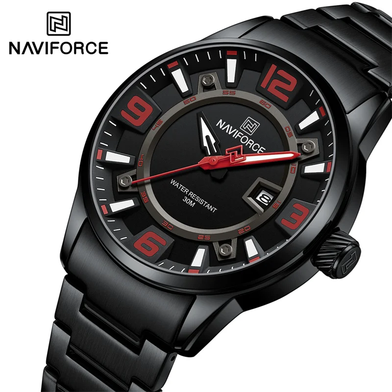 NAVIFORCE Brand Men Watch Luxury Stainless Steel Strap Waterproof Quartz Wristwatch Sport Date Luminous Clock Relogio Masculino