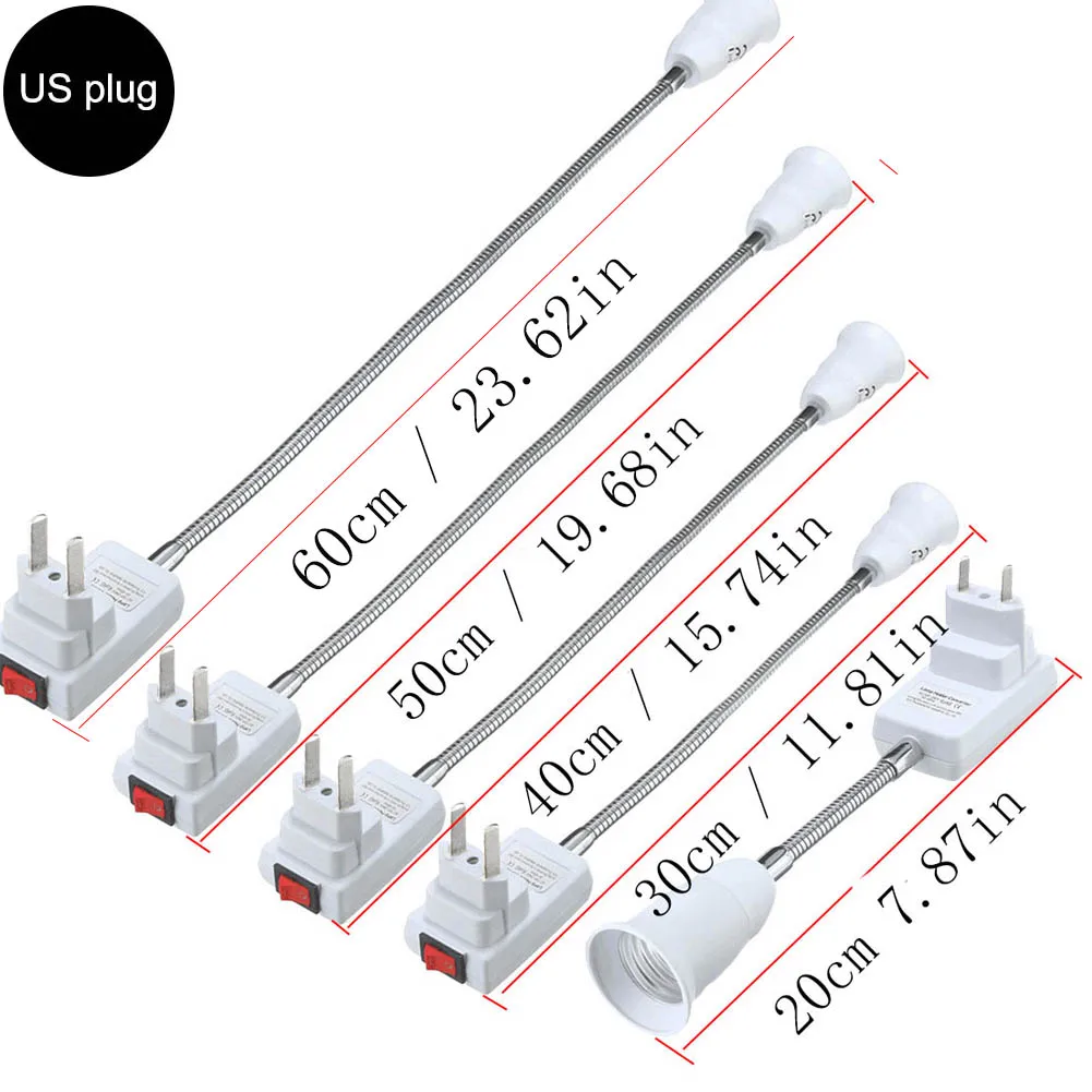 E27 Flexible Extension Converter LED Light Lamp Bulb Extend Adapter Socket Wall Socket Lamp Base Holder Screw Socket EU US Plug