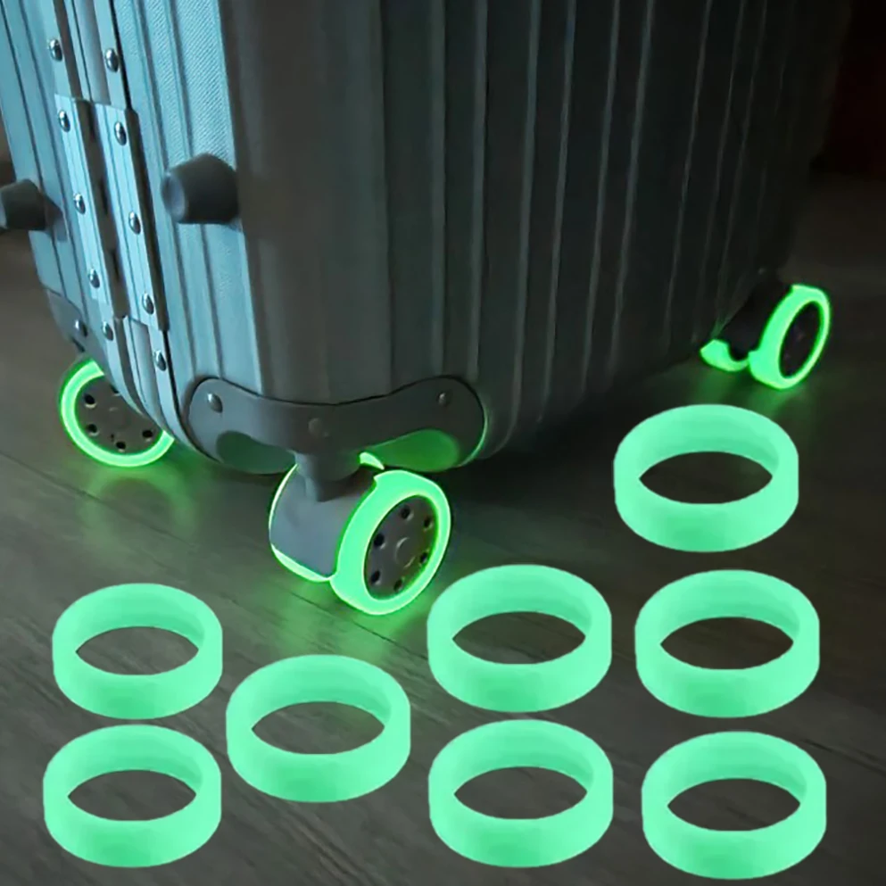 

8Pcs Luminous Luggage Wheel Protector Cover Silicone Noise-Proof Suitcase Spinner Wheel Guard Covers Luggage Accessories