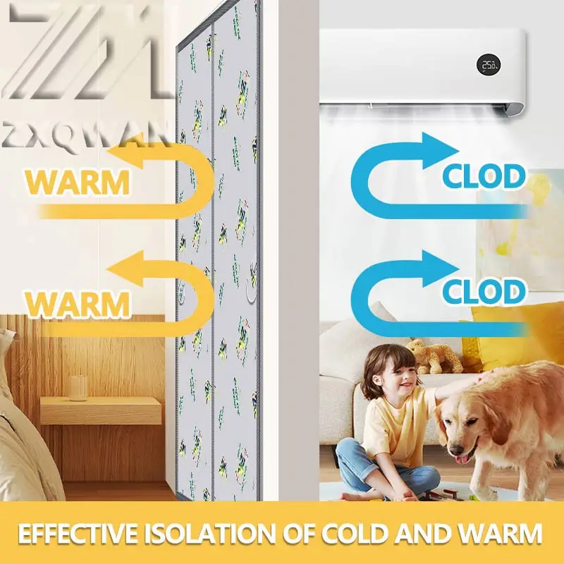 Air Conditioning Door Curtain Without Punching, Bedroom Windproof and Cold Insulation, Door Curtain for Privacy Protection
