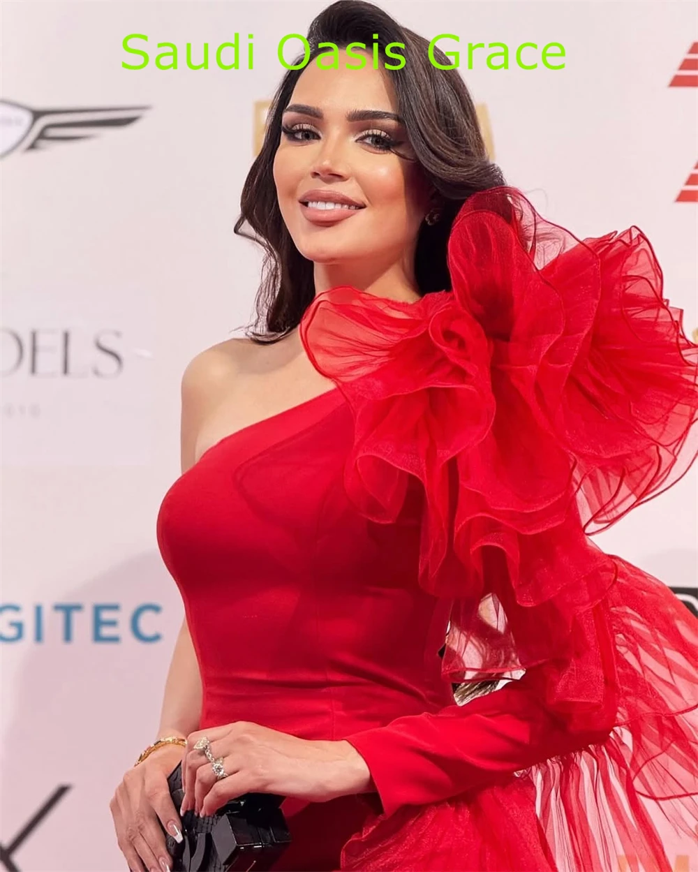 Personalizado sereia requintado camisa vermelha vestido de noite clássico um ombro sem mangas vestido de festa de alta qualidade vestidos de celebridades