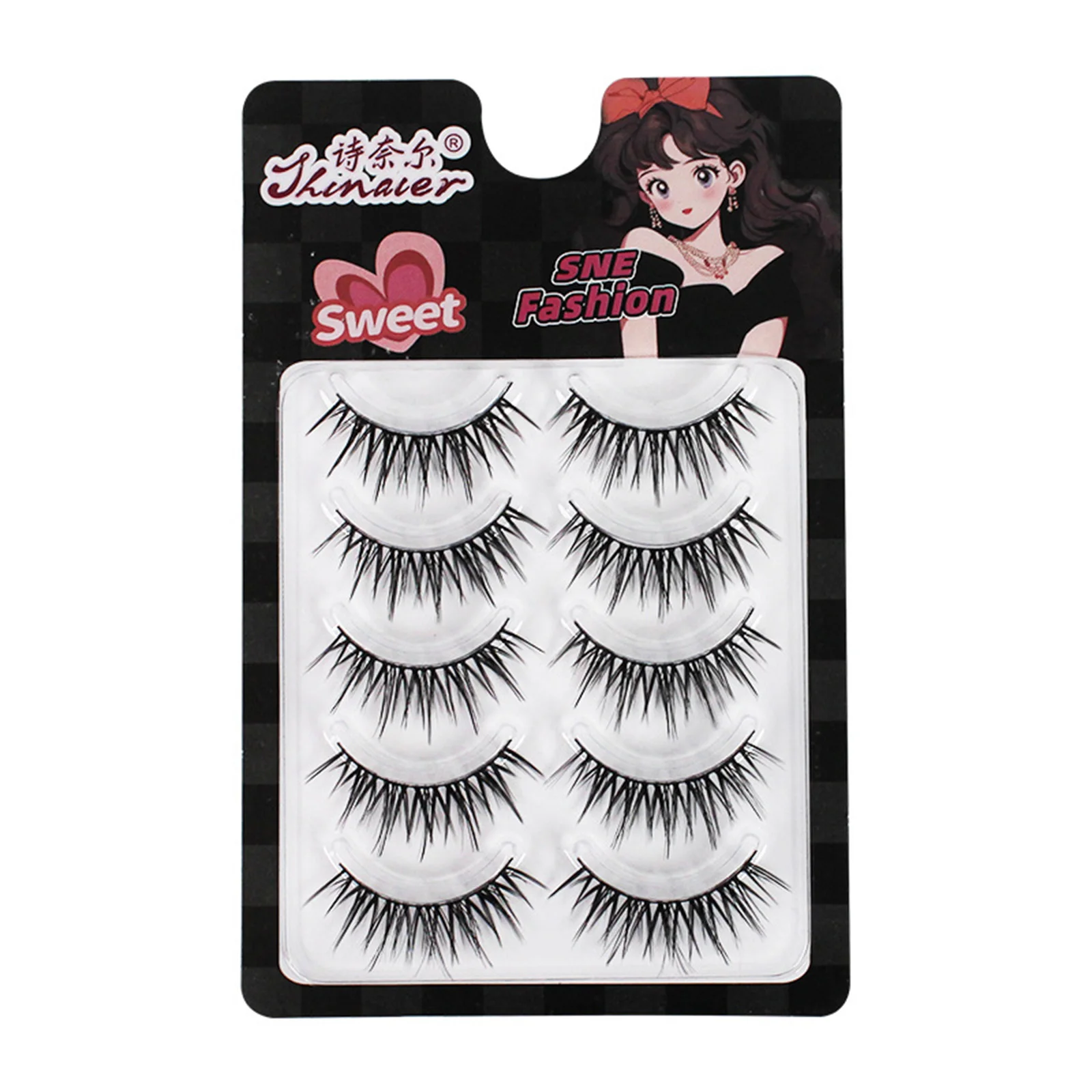 5 paires de faux cils Manga européens, cils tournesol vaporeux naturels, Volume noir 10-13mm pour les yeux bouclés, Extension de cils denses