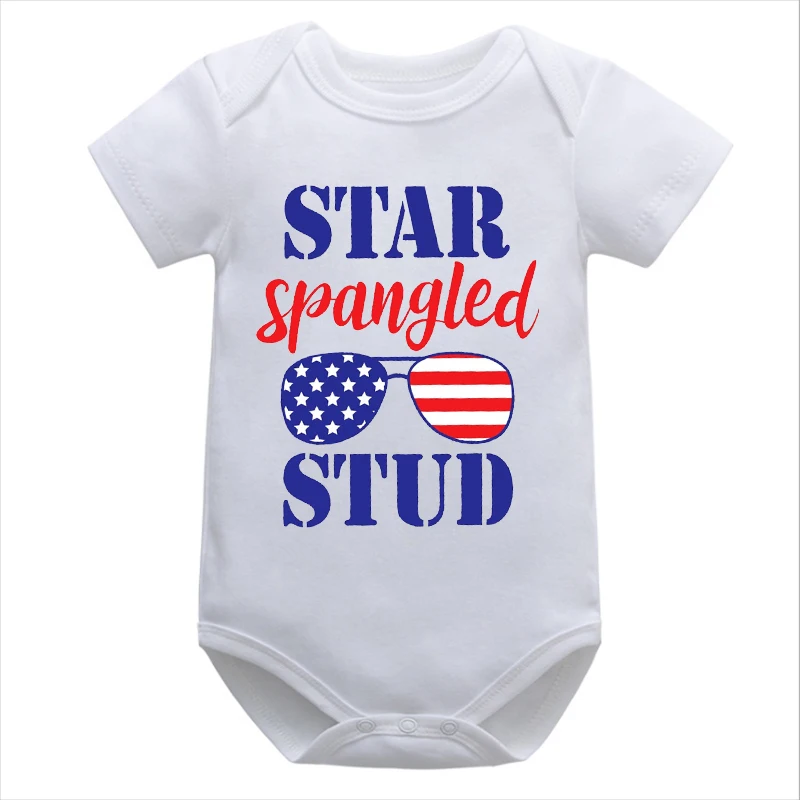 

4th of July Star Spangled Stud Shirt Baby Boy 4th of July Shirt American Patriotic Baby Girl Clothes Independence Day Shirts M