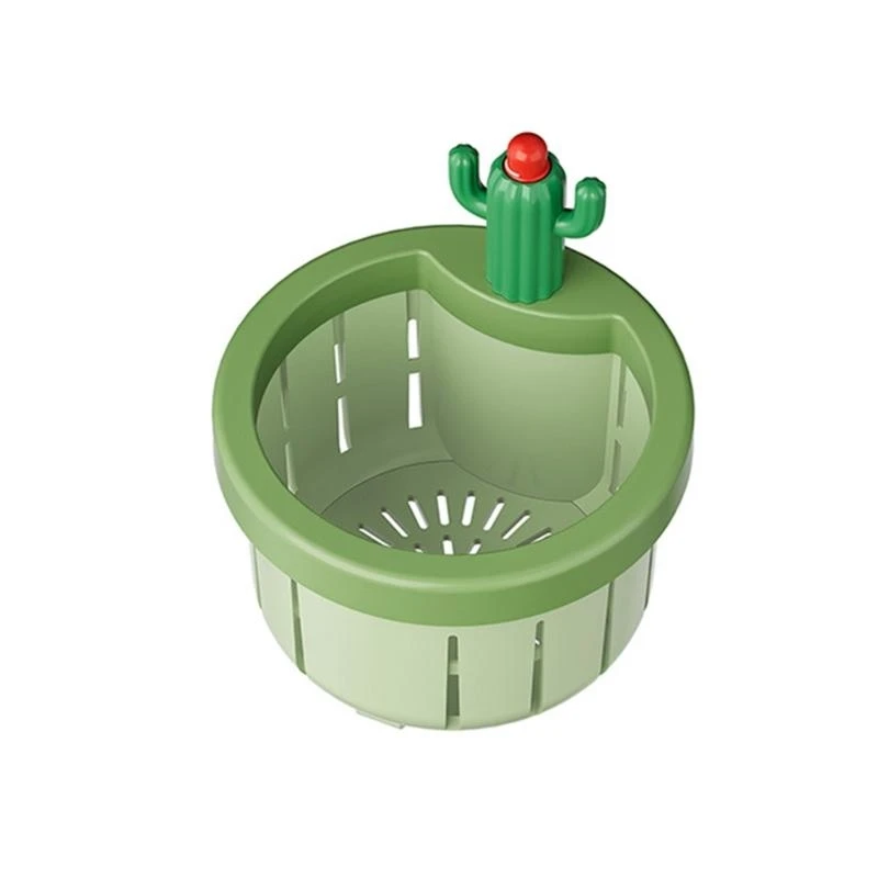 

652F Innovative Cactus Kitchen Waste Strainer Press Release Draining Basket Multifunctional Green Cactus Sink Filter Net