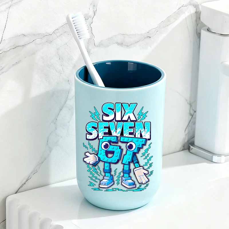 Steal A Brainrot Zahnbürstenbecher Spiel 67 Six Seven Mundwasserbecher aus Kunststoff für Kinder, Badezimmer, Zahnglas, Wasserbecher, Geschenk für Jungen und Mädchen