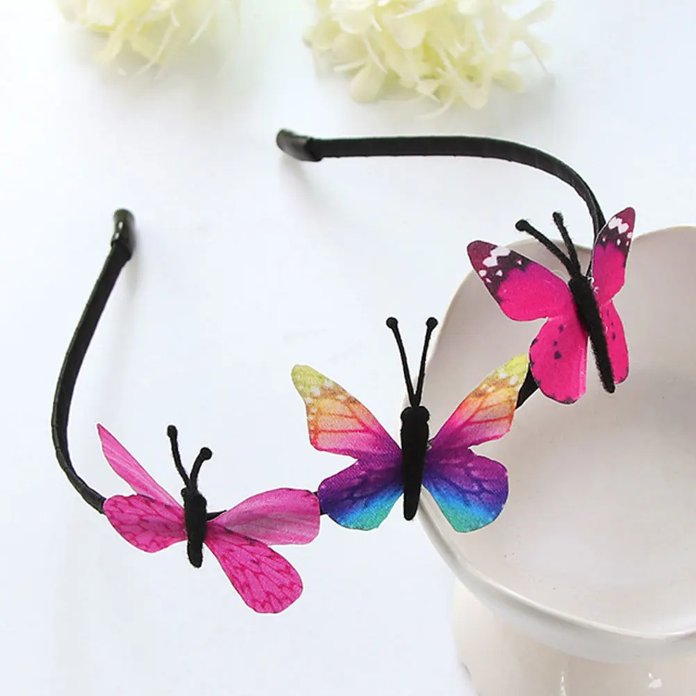 

2Pcs Colorful Butterfly Headband for Girls Artificial Hair Hoop Fairy Inspired Design Ideal for Parties and Daily Use