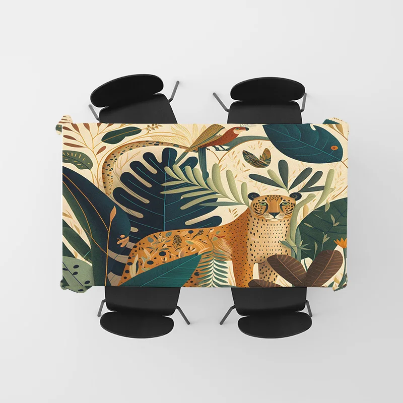 مفرش المائدة ديكور المنزل يترك طباعة غطاء الطاولة عدم الانزلاق المضادة للانزلاق مقاوم للماء قابل للغسل غرفة الطعام زينة 420x305 سنتيمتر Yel