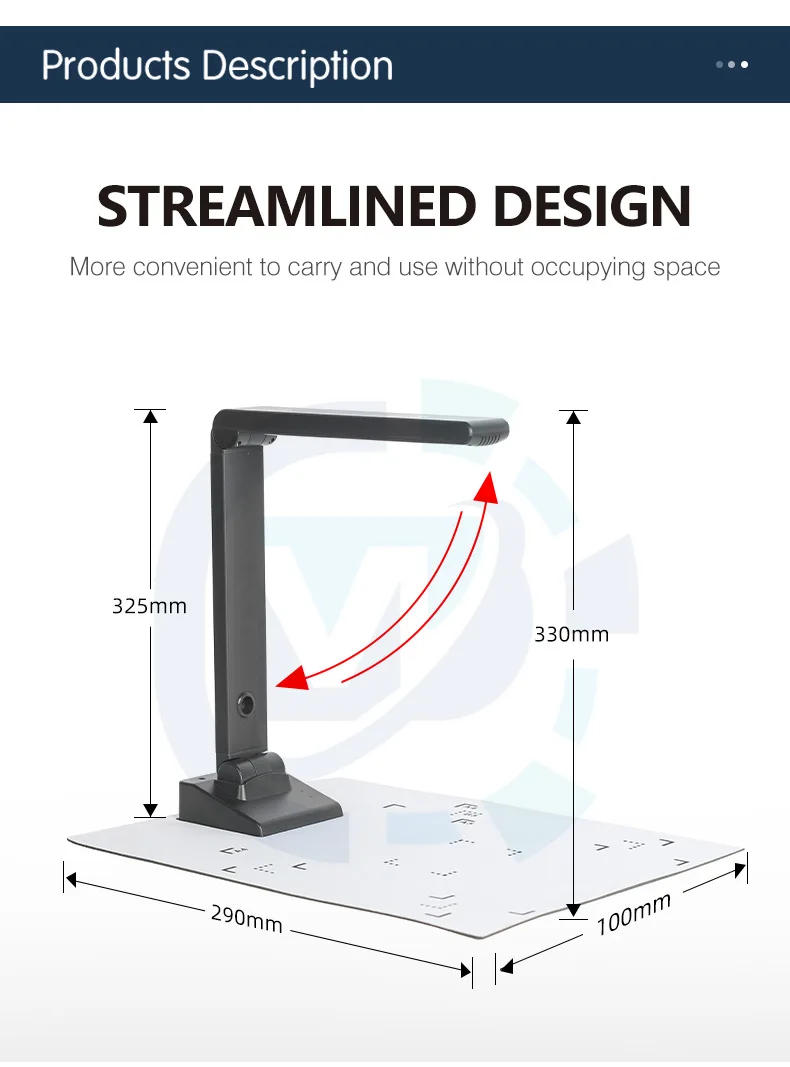 Auto Focus Foldable A3A4 USB Interface 4K LED Light Document Camera 10x Zoom School Training Meetings Visual Presenter