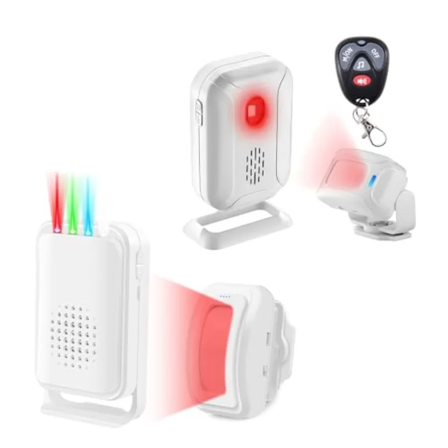 

Wireless Motion Sensor Door Bells Chime for Business, 36 Ringtones, 5 Welcomes, LED Indicator and Vibration