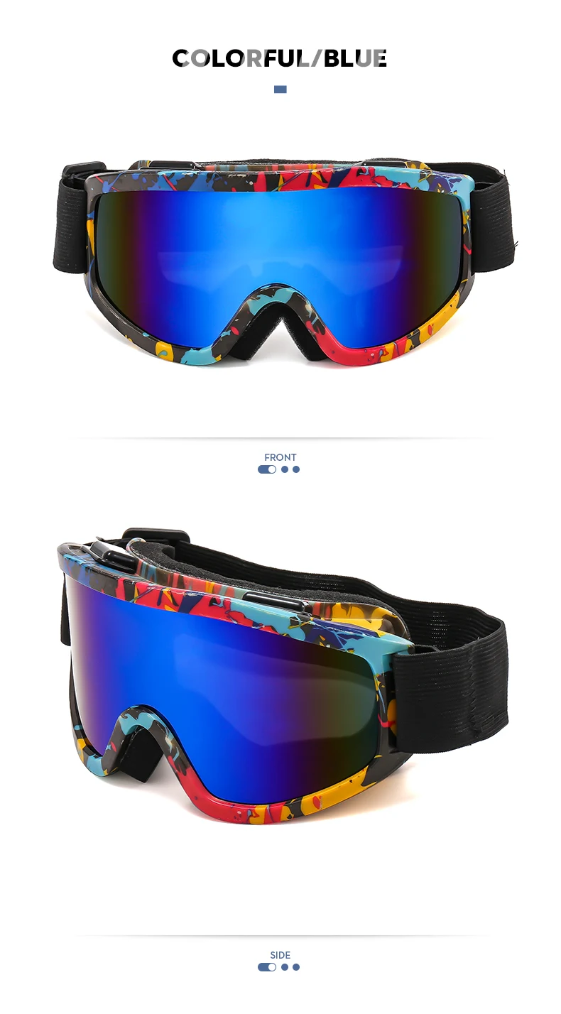 Große Skibrille mit farbigen Gläsern und stoßfesten, blendfreien Gläsern aus Schaumstoff für Outdoor-Sportarten, Snowboarden und Skifahren. – Detail 19